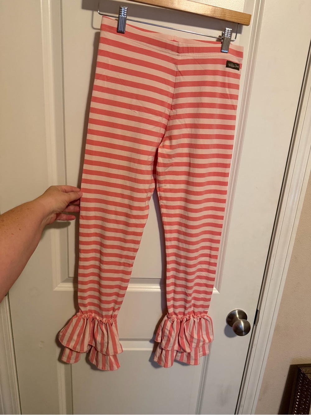 Matilda Jane Pink Striped Ruffle Hem Leggings